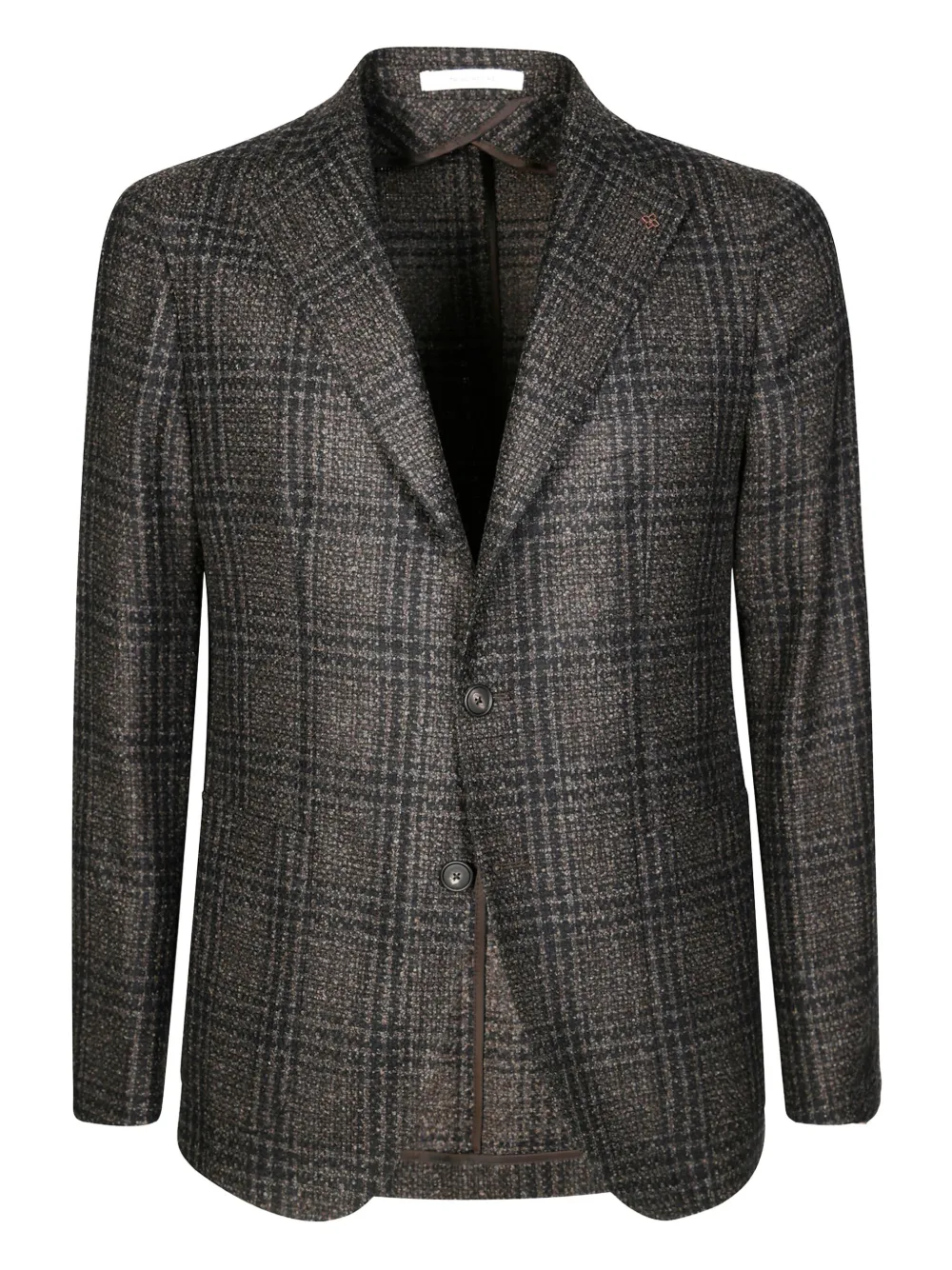 Tagliatore plaid single-breasted wool blazer | Black | Image 1