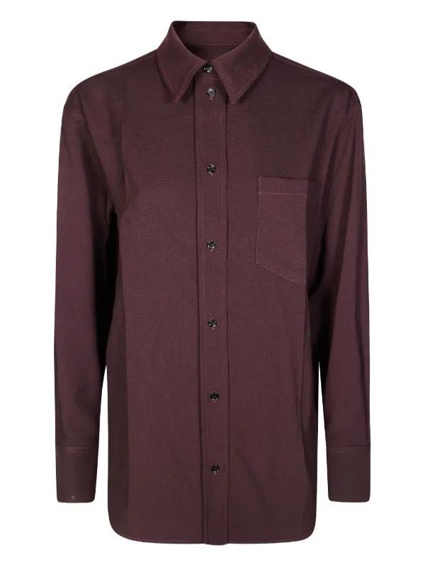 Victoria Beckham Buttoned Long-sleeves Shirt in Red