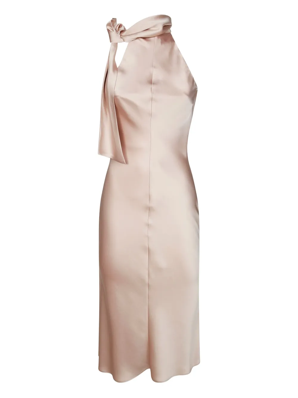 Fit Satin Midi Dress In Neutral