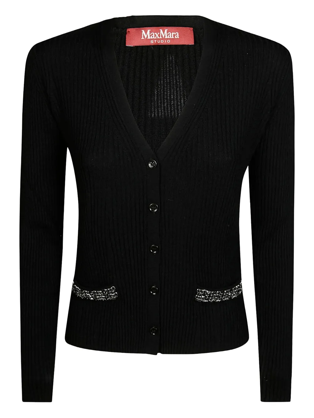 Max Mara Studio Brandy Cardigan Gioiello In Black