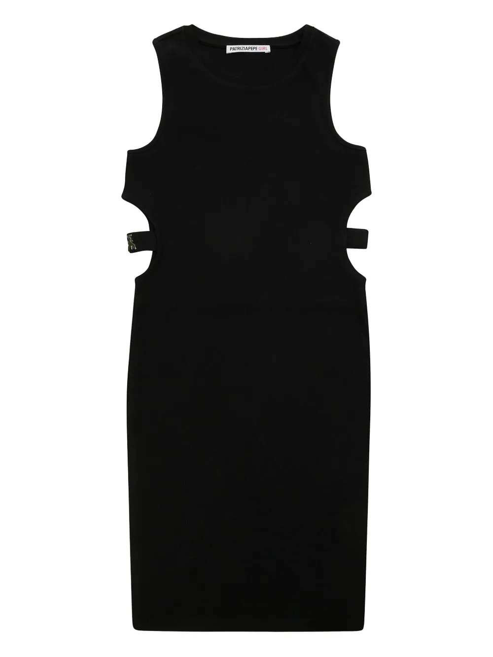 Patrizia Pepe Girl Cut-out Ribbed Dress In Black