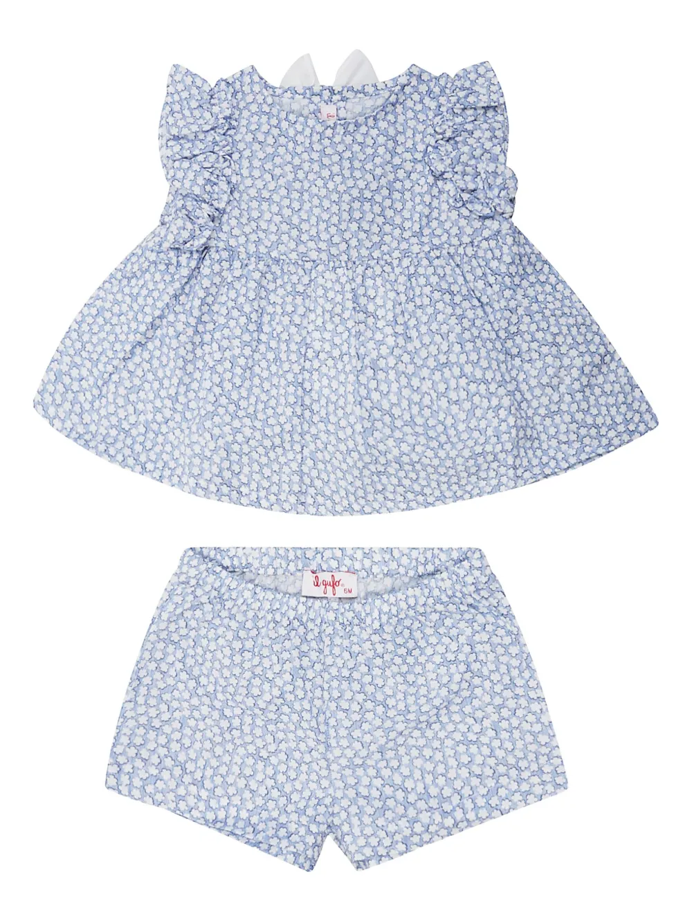 Il Gufo ruffled floral-print trousers set | Blue | Image 1