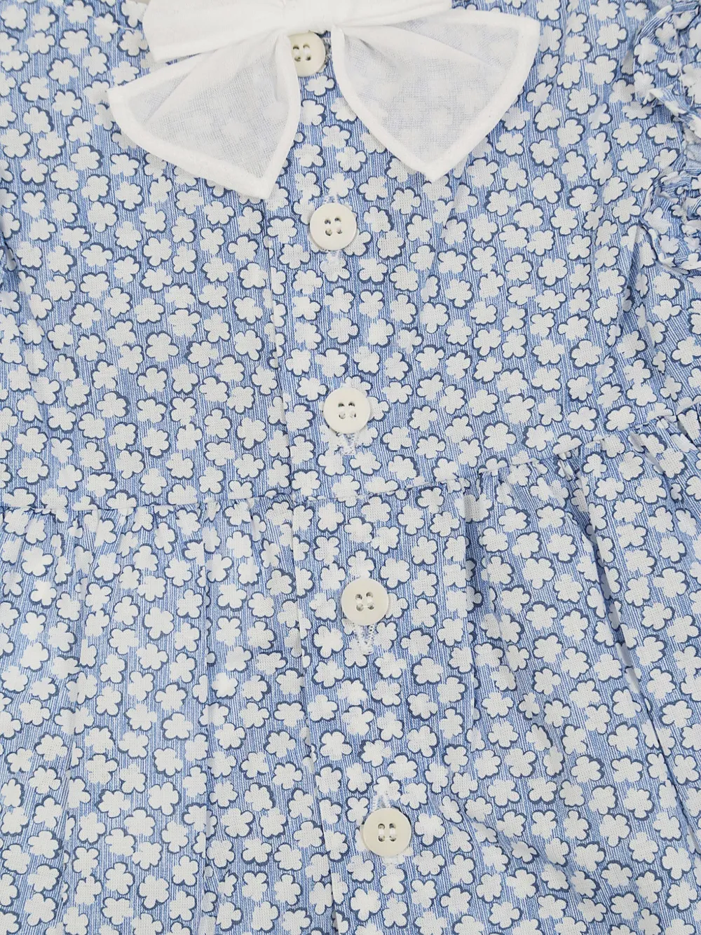 Il Gufo Broek set met bloemenprint en ruches Blauw