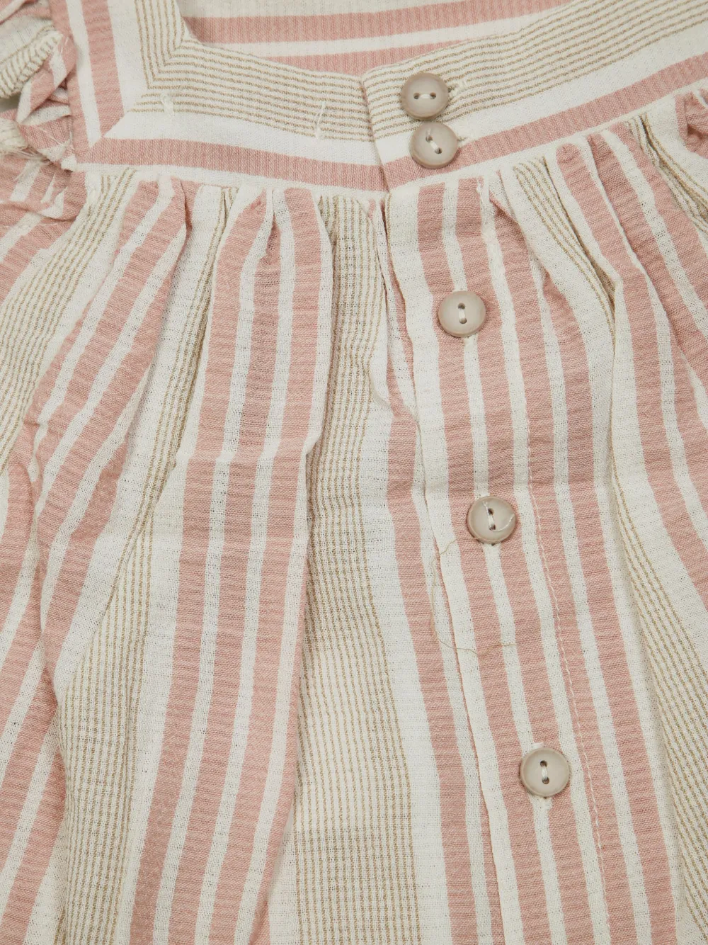  1 + In The Family Magda Ruffled Striped Blouse - Neutrals 