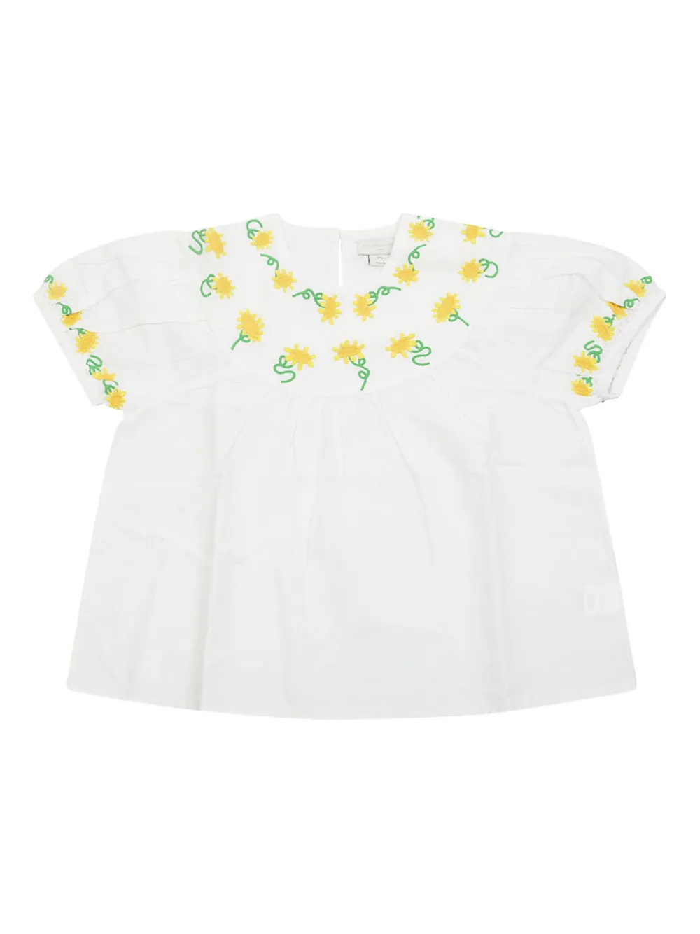 Stella McCartney Kids Blusa con girasoli ricamati - Bianco