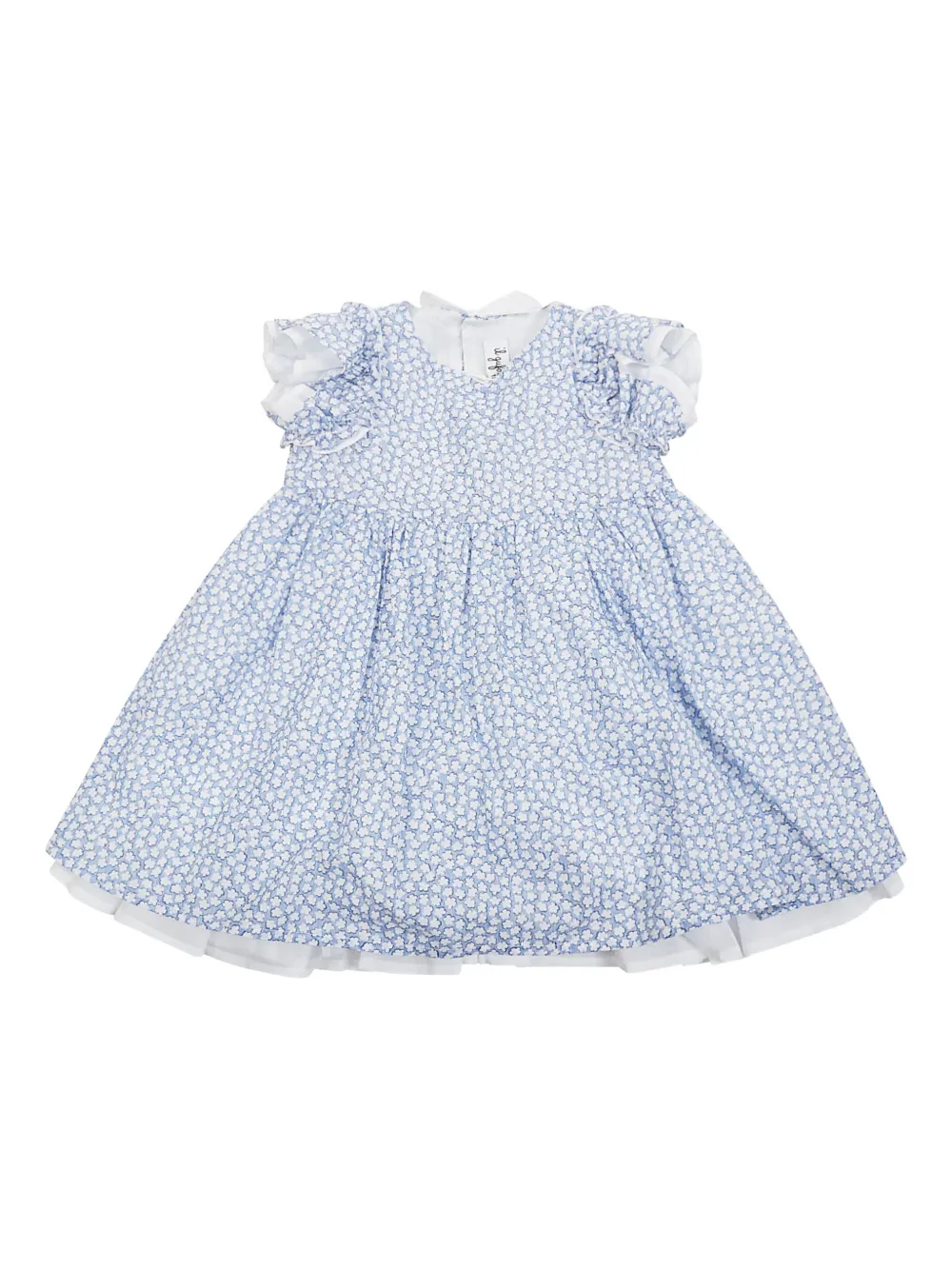 Il Gufo Jurk met bloe print Blauw