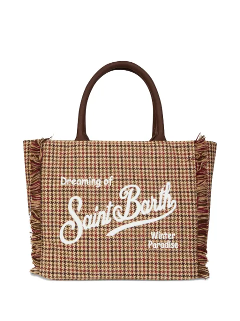 MC2 Saint Barth houndstooth fringed tote bag