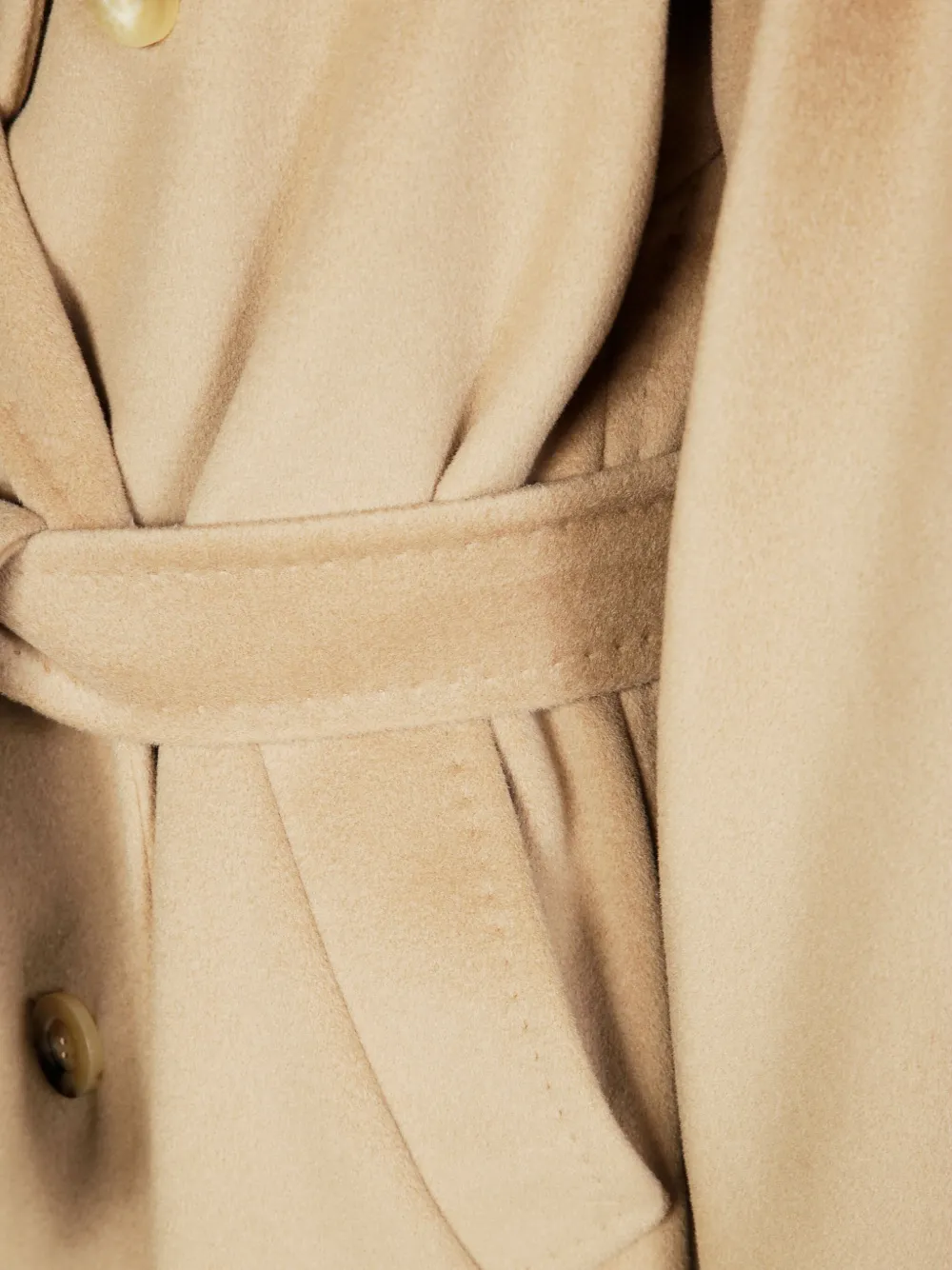 Max Mara Double-breasted Belted Coat Notched Lapels In Neutral