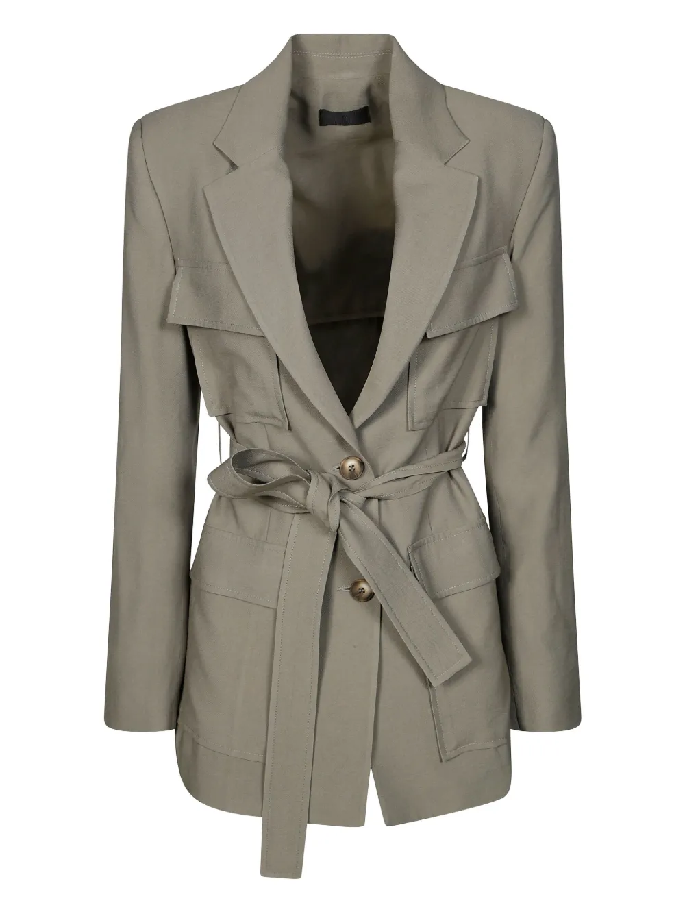 Fit Pocket Belted Jacket In Gray
