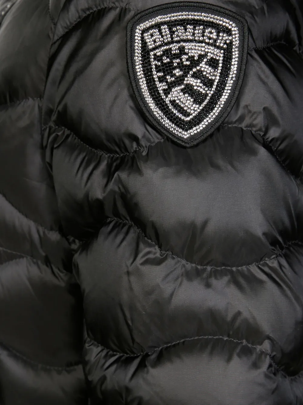 Blauer Lyne Long Quilted Hooded Jacket In Black