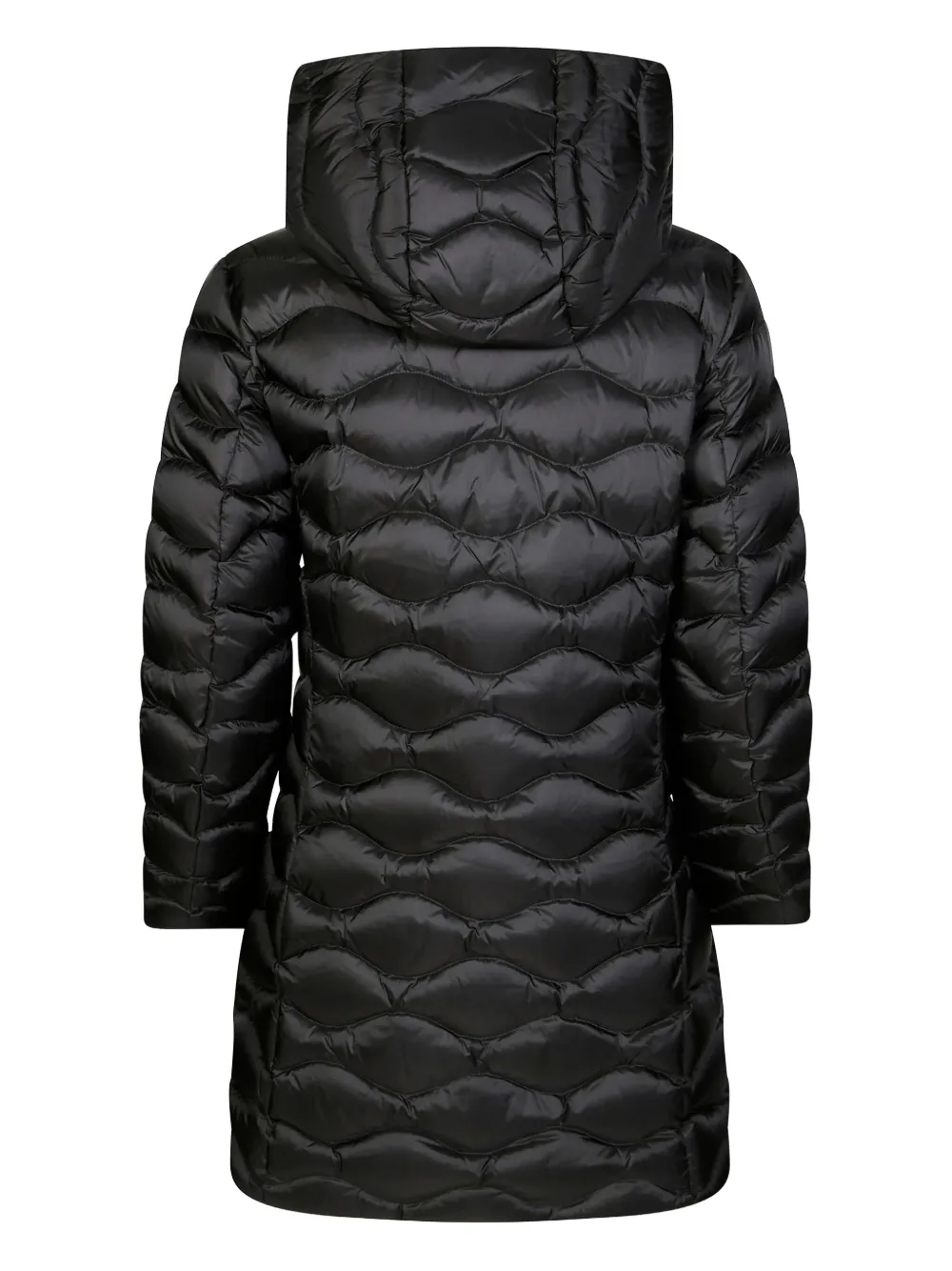 Blauer Lyne Long Quilted Hooded Jacket In Black