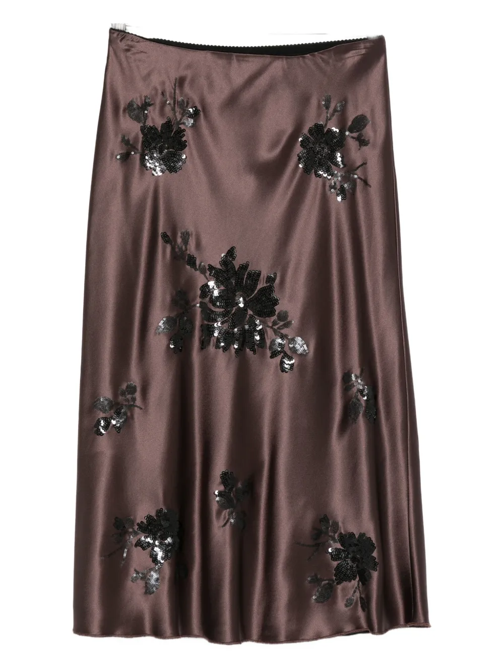 Ermanno Firenze Sequin-embellished Straight Skirt In Brown