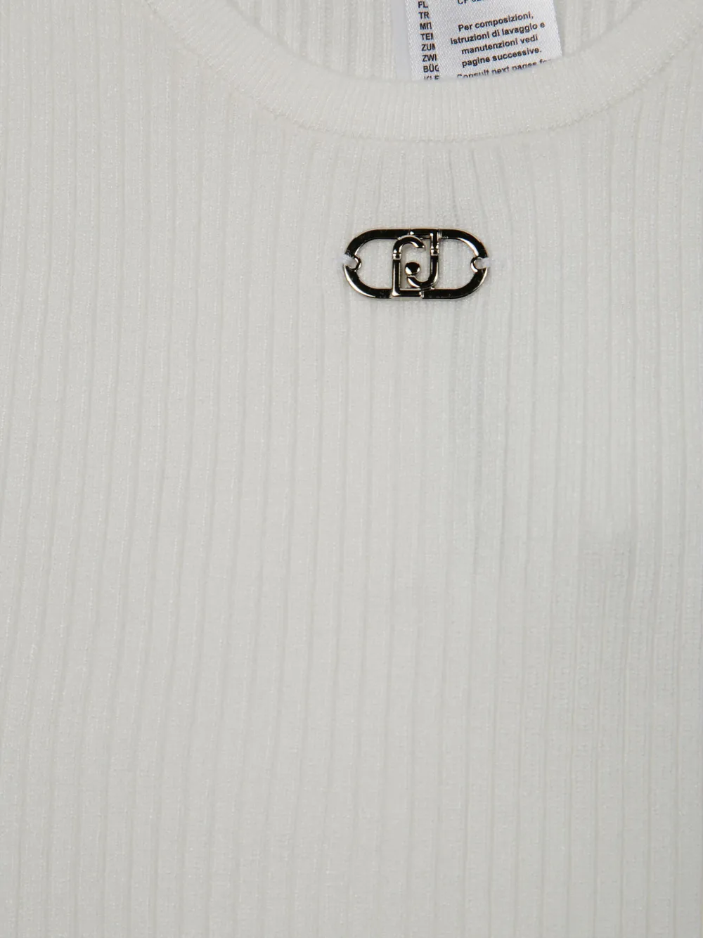 Liu •jo Logo-plaque Ribbed Top In Gray