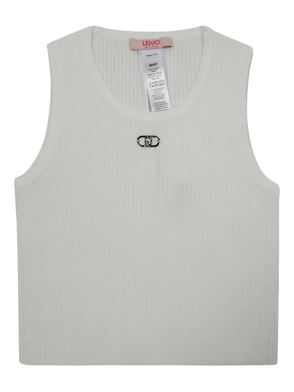 Liu •jo Kids' Logo-plaque Ribbed Top In Gray