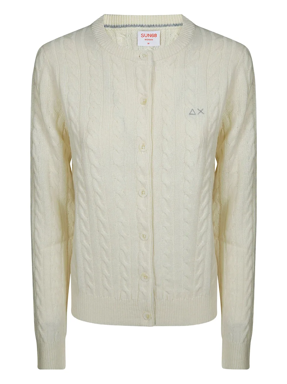 Sun 68 Round-neck Cardigan In Neutral