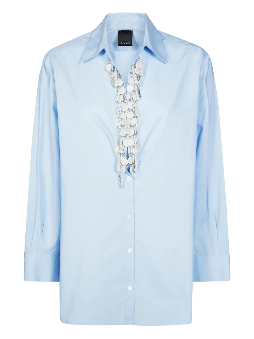PINKO embellished-collar long-sleeve shirt - Blau