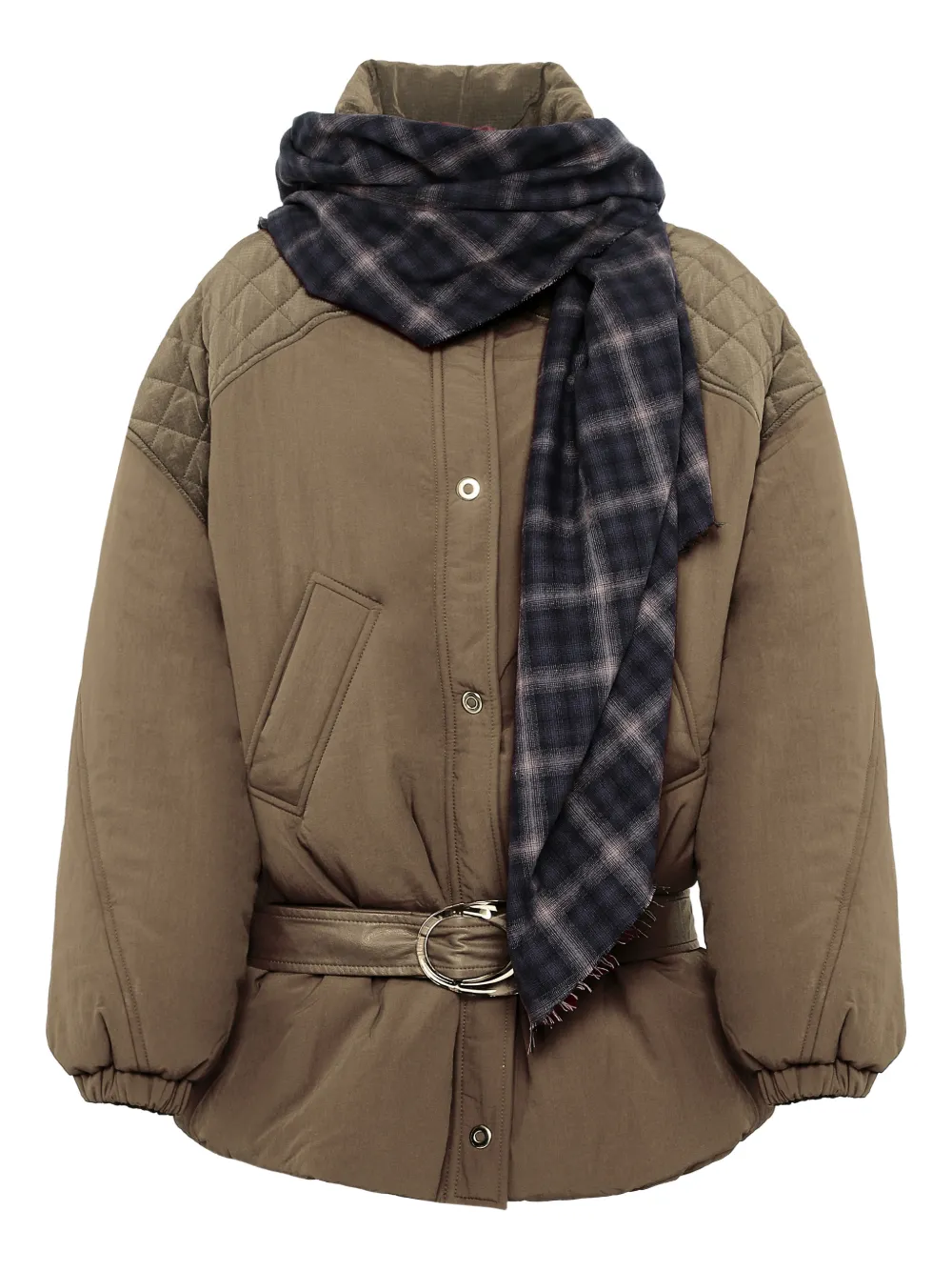 MARBELL quilted belted jacket - Brown