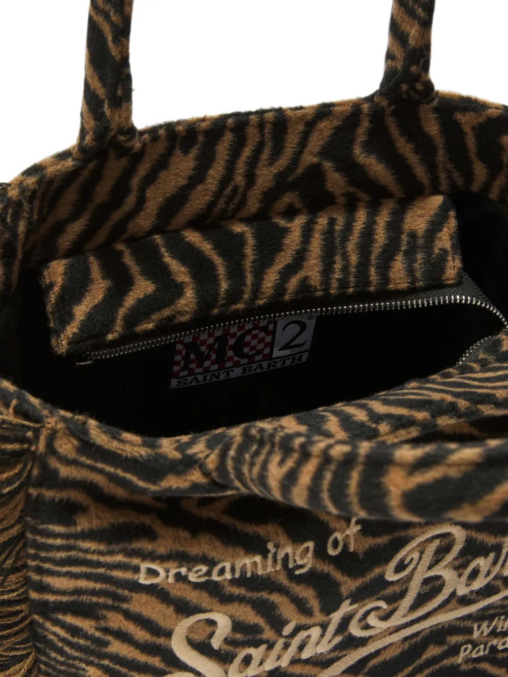 MC2 Saint Barth Colette shopper met zebraprint Beige