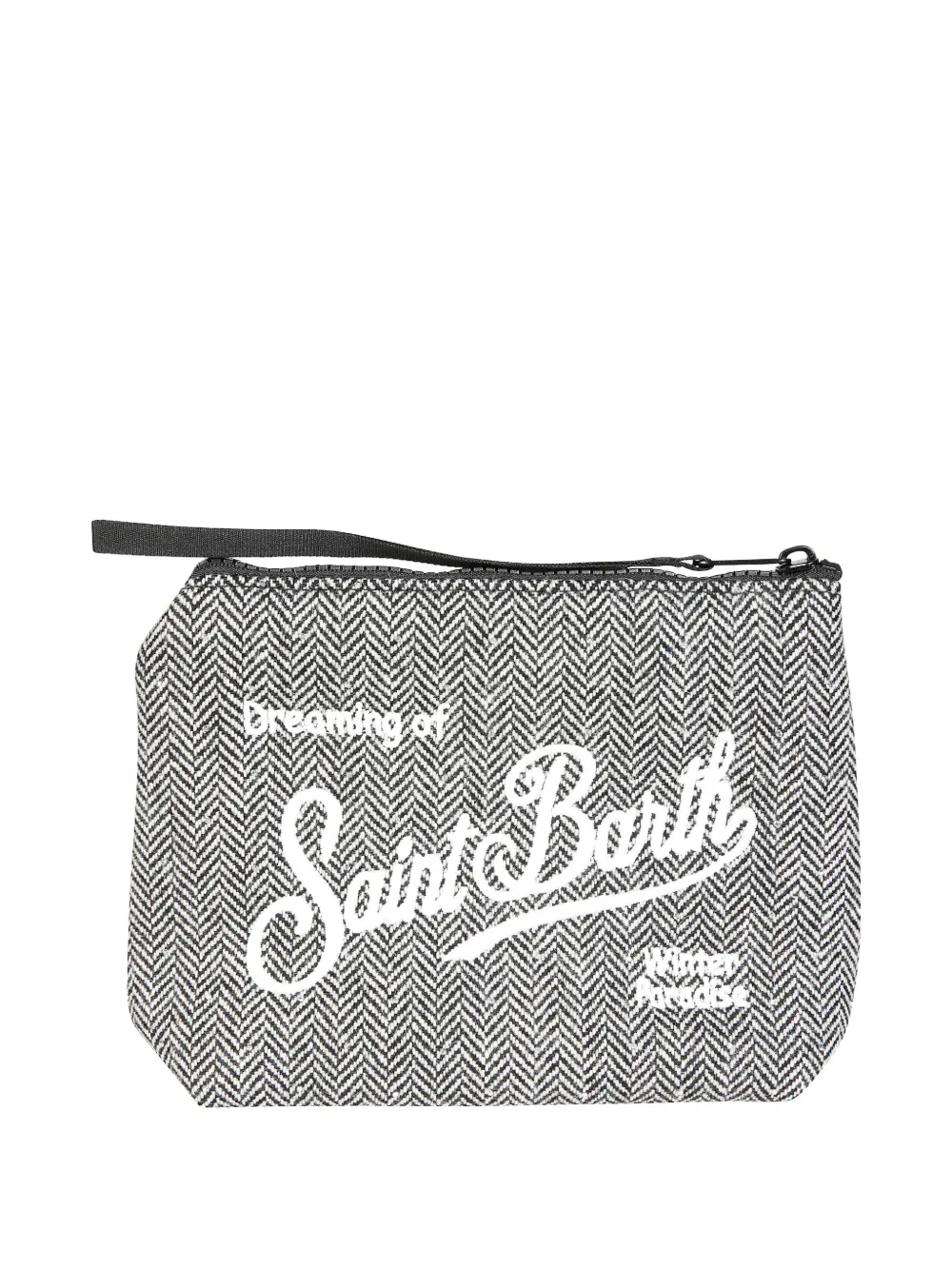 Mc2 Saint Barth Aline Herringbone Make Up Bag In Gray