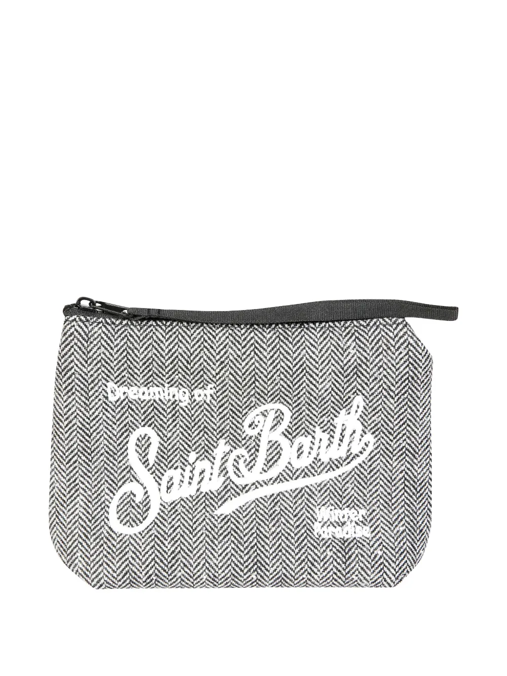 Mc2 Saint Barth Aline Herringbone Make Up Bag In Gray