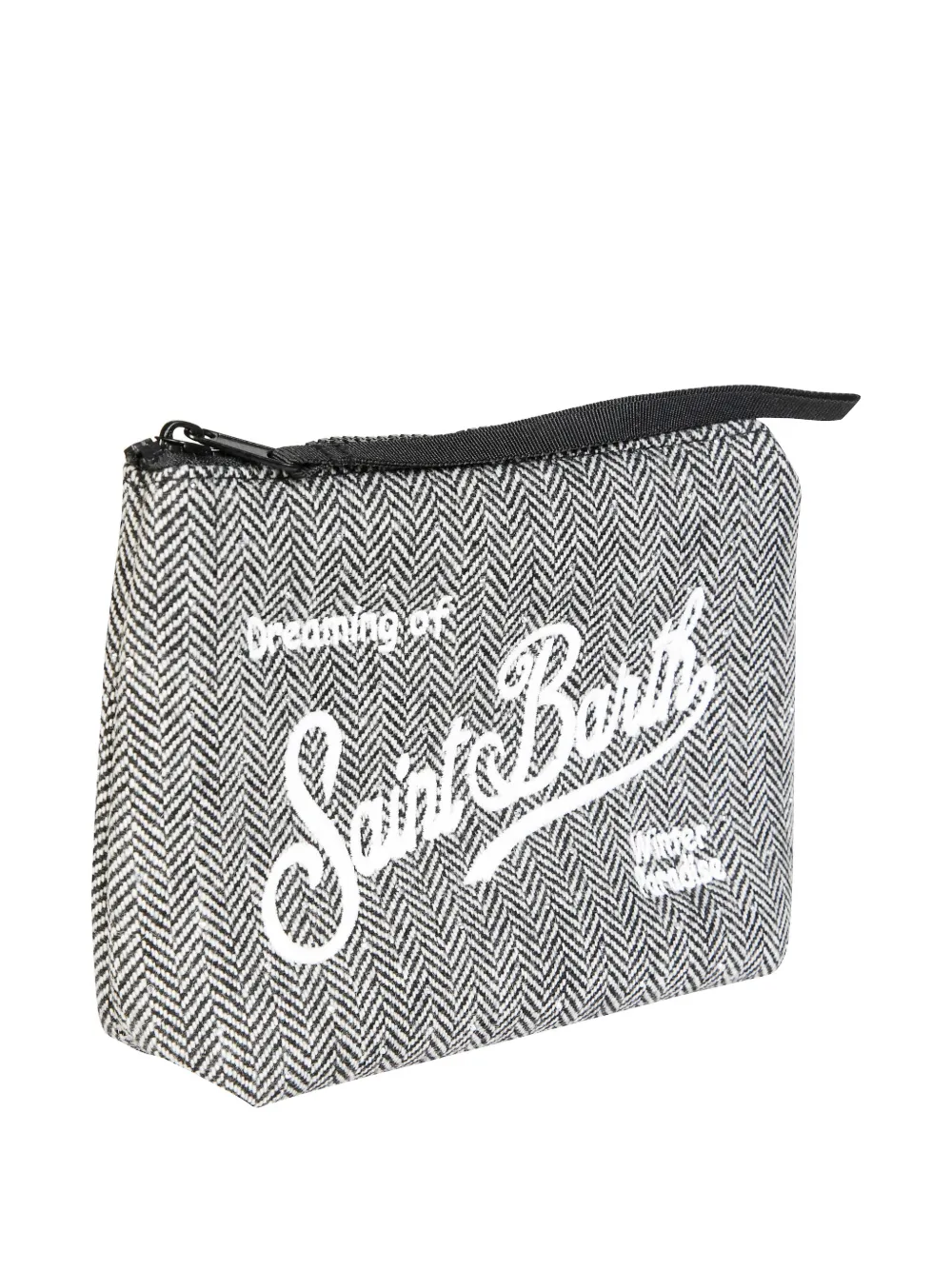 Mc2 Saint Barth Aline Herringbone Make Up Bag In Gray