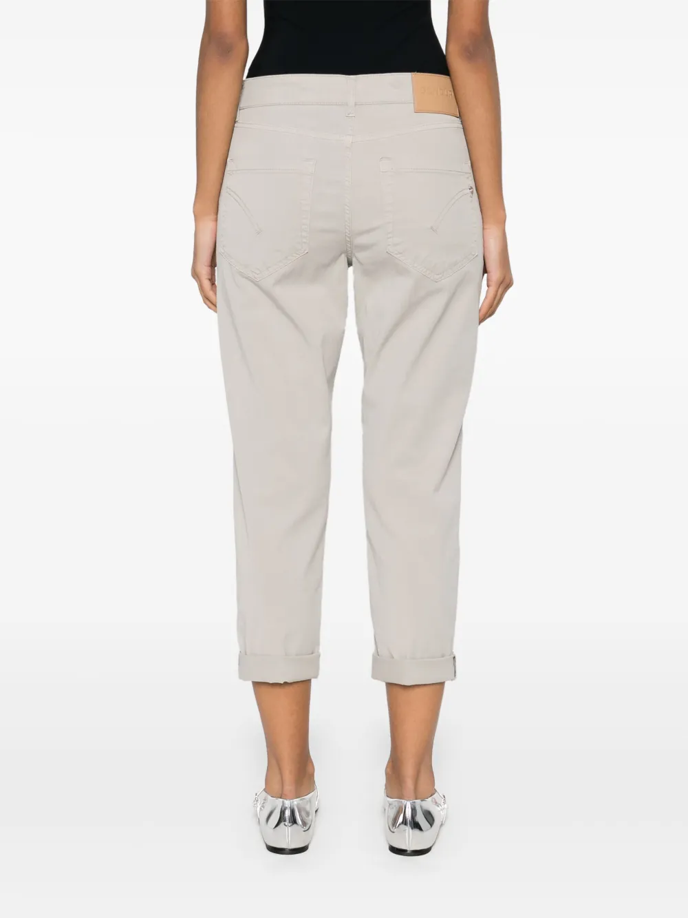 Dondup High Waist Tailored Trousers With Rolled Cuffs In Gray
