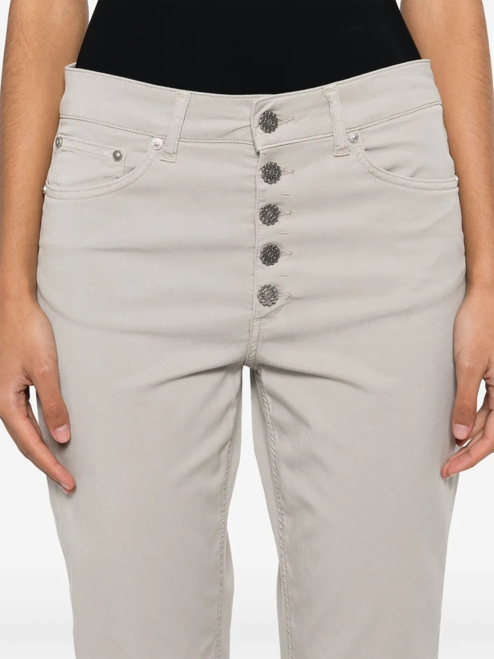 Dondup High Waist Tailored Trousers With Rolled Cuffs In Gray