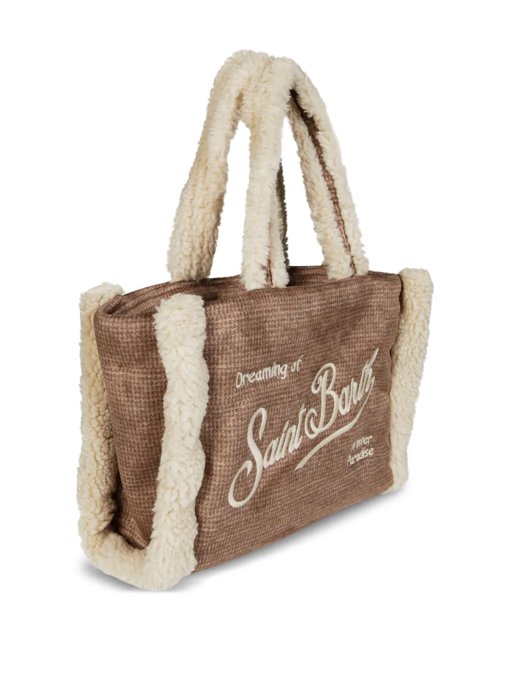 MC2 Saint Barth Colette gebreide shopper met lammy afwerking Bruin