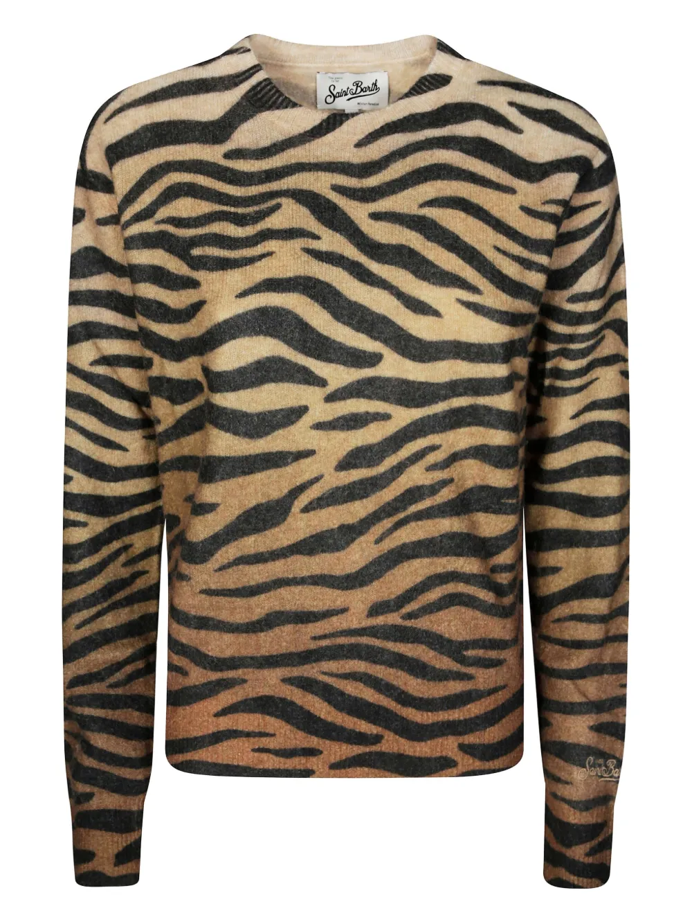 Mc2 Saint Barth Zebra-motif Alpaca Sweater In Brown