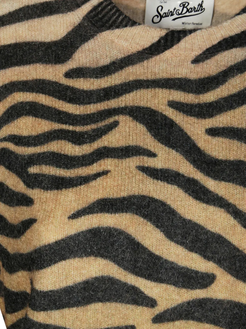 Mc2 Saint Barth Zebra-motif Alpaca Sweater In Brown