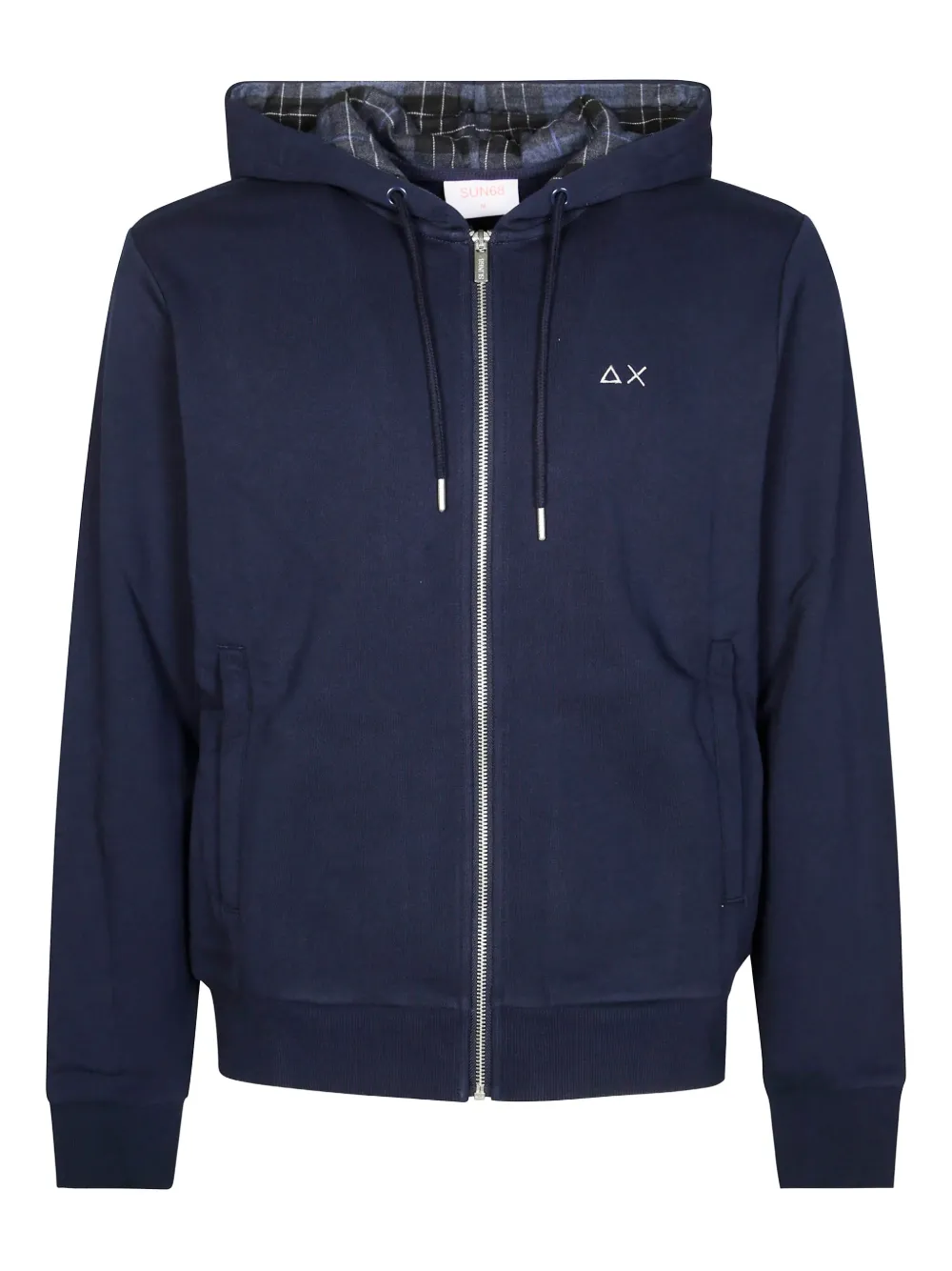 Sun 68 Zip Hoodie With Contrasting Fabric In Blue