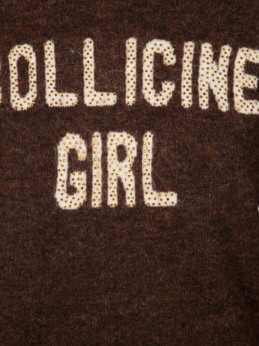 Mc2 Saint Barth New Queen Strass Sweater In Brown