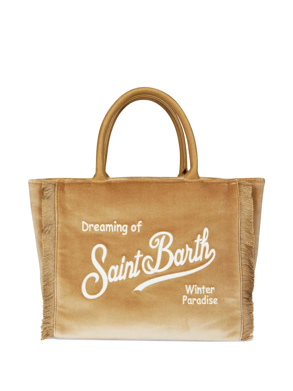 MC2 Saint Barth Colette fringed handheld velvet tote bag - Toni neutri