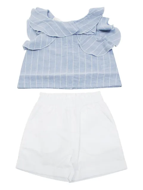 LALALU ruffled striped shorts set