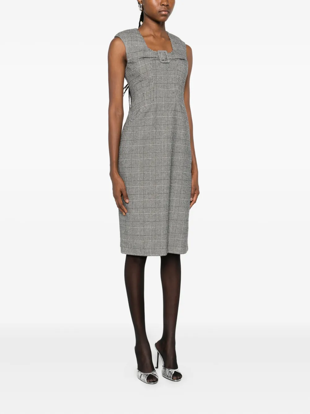 Ermanno Firenze Checked Midi Dress In Gray