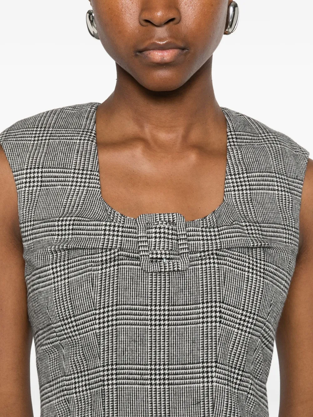 Ermanno Firenze Checked Midi Dress In Gray