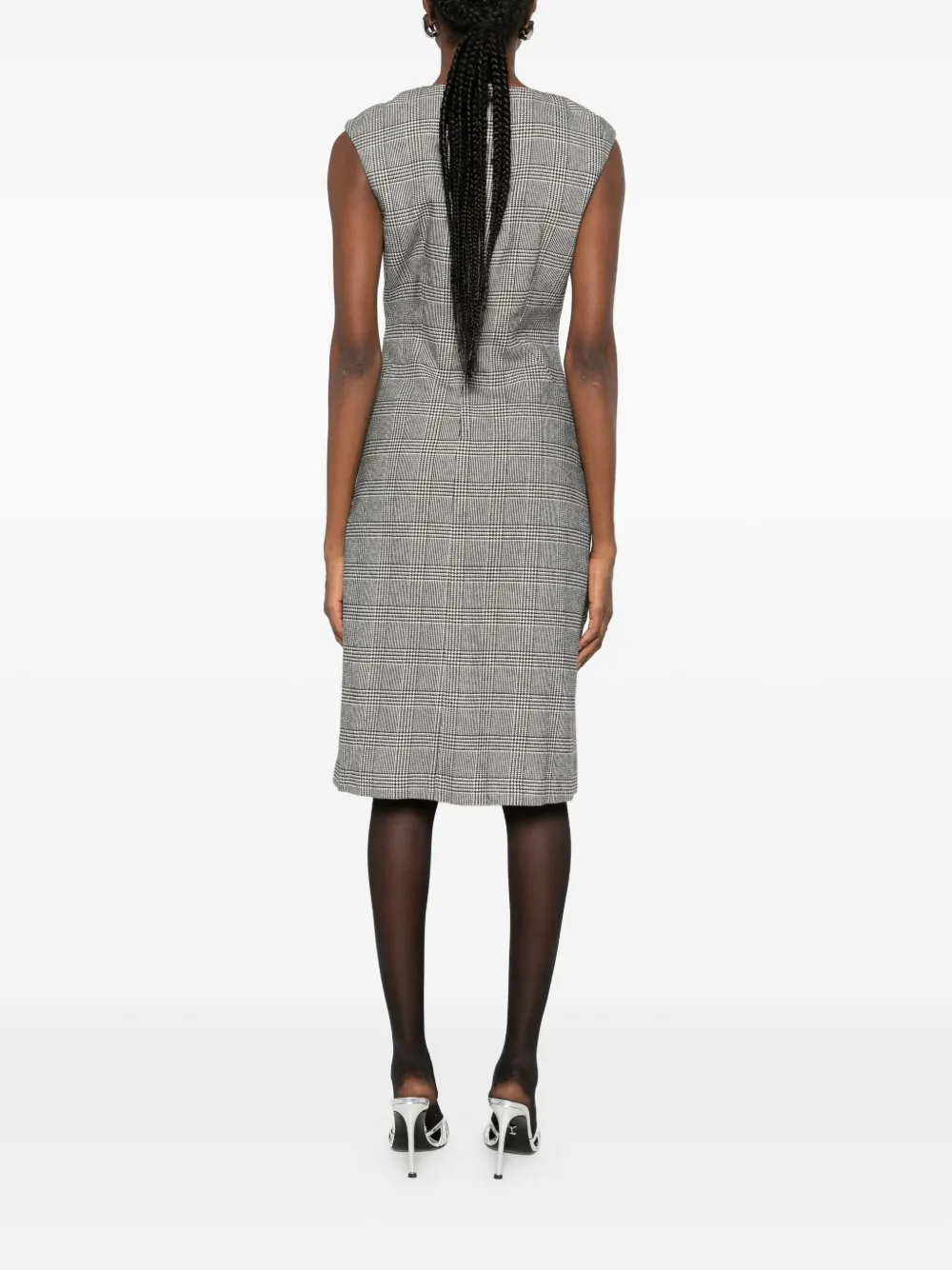 Ermanno Firenze Checked Midi Dress In Gray