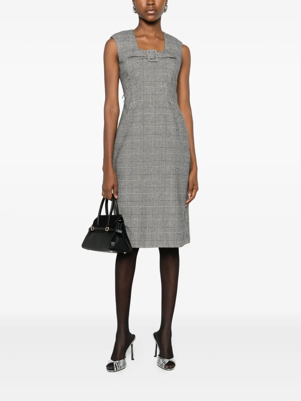 ERMANNO FIRENZE checked midi dress - Zwart
