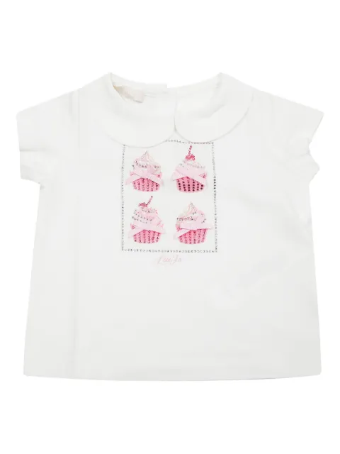 Liu Jo Kids Peter Pan collar embellished T-shirt