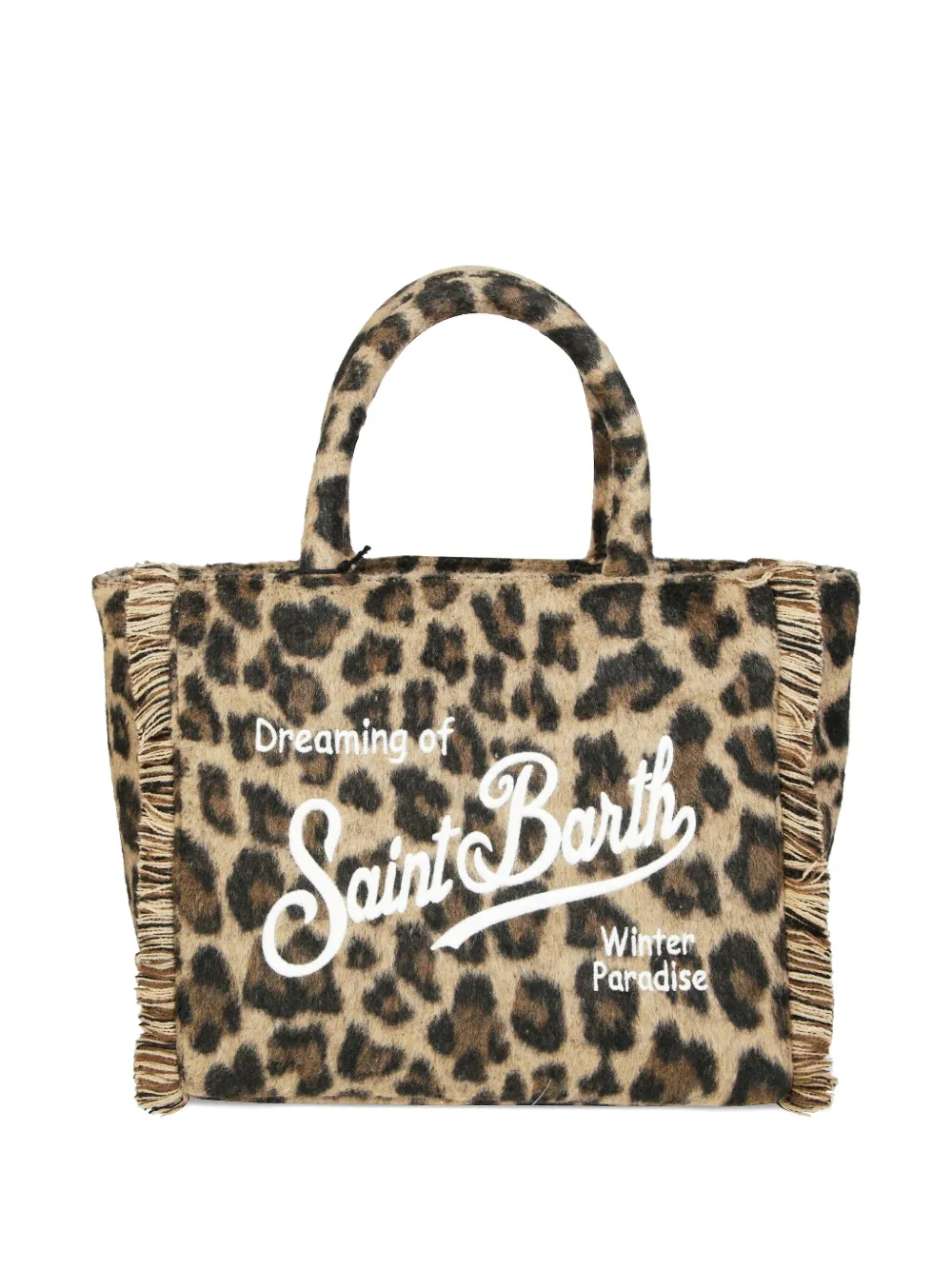 Mc2 Saint Barth Colette Fringed-leopard Felt Tote Bag In Neutral
