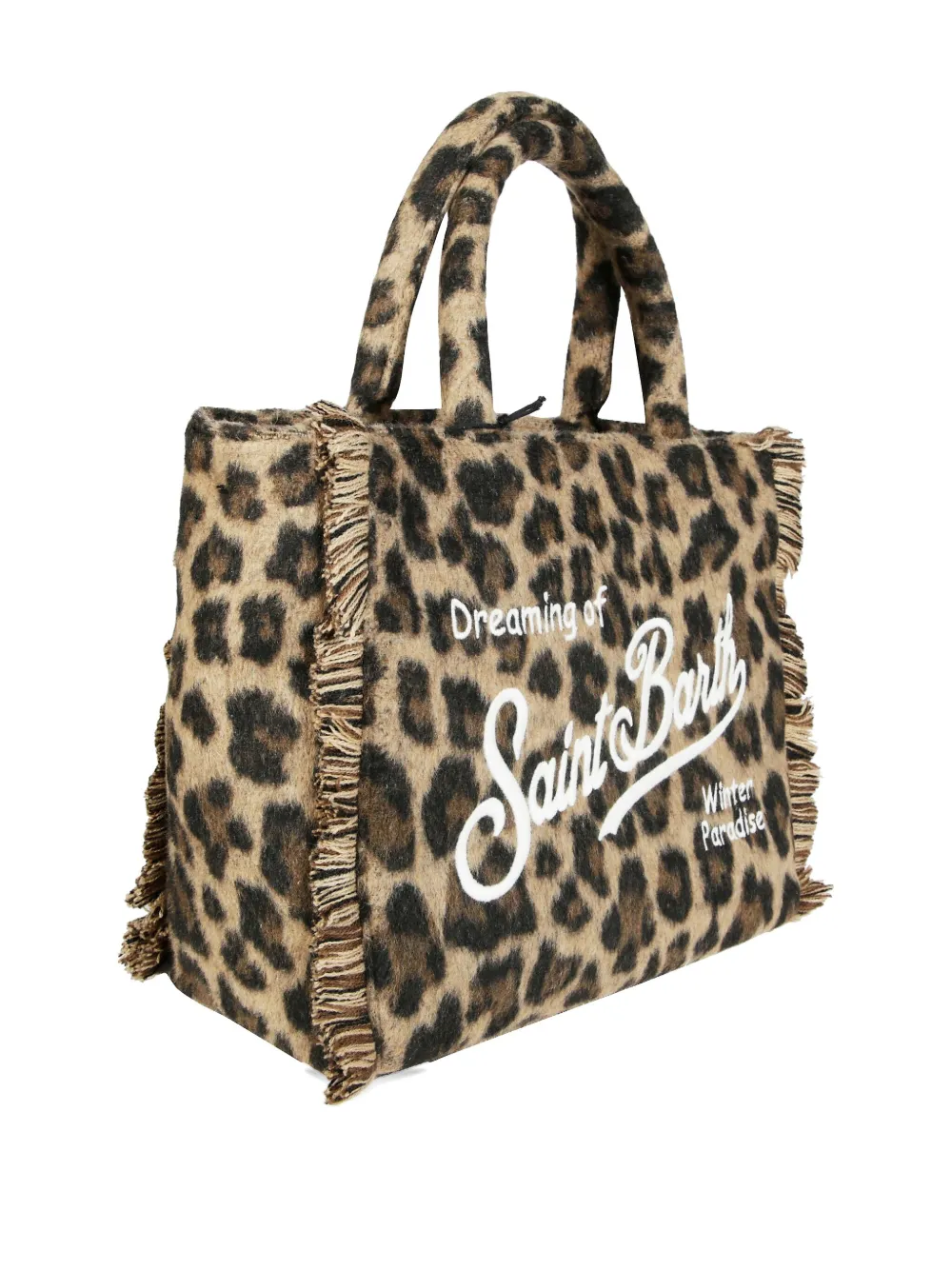 Mc2 Saint Barth Colette Fringed-leopard Felt Tote Bag In Neutral