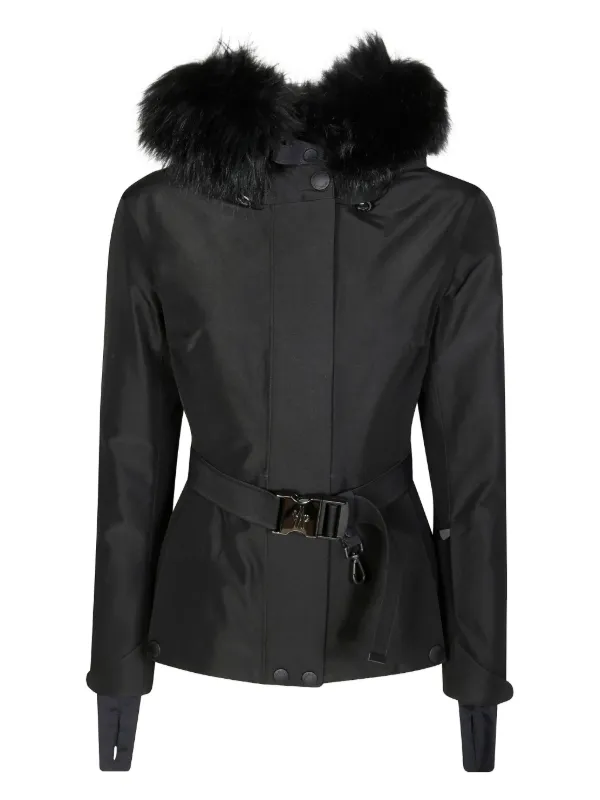 Moncler Grenoble Fur Hooded Belted Laplance Ski Jacket Black