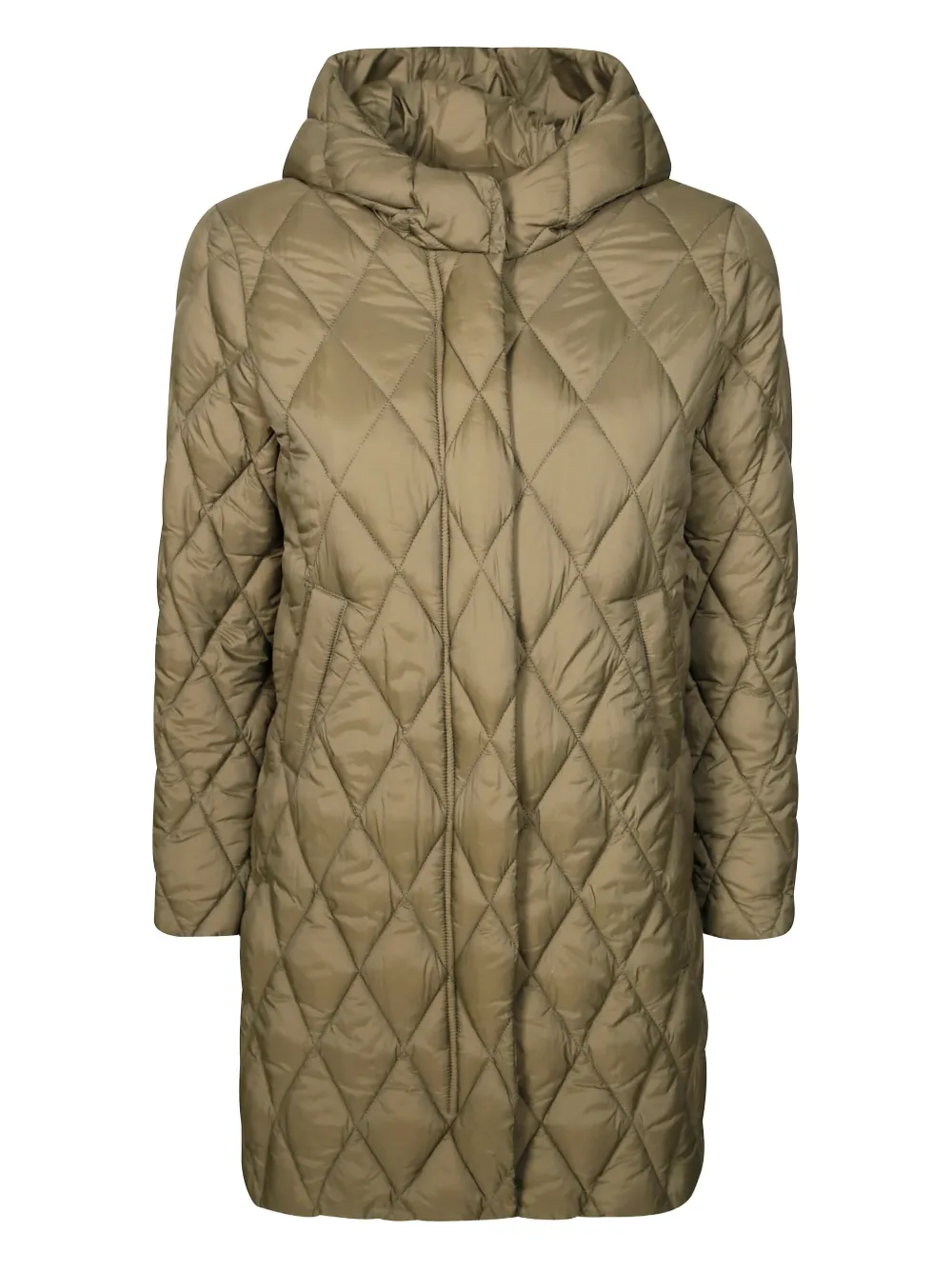 Bomboogie Hooded-quilted Coat In Green