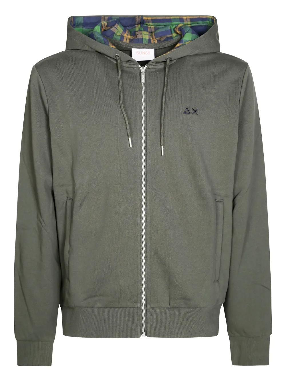 Sun 68 Zip Hoodie With Contrasting Fabric In Green
