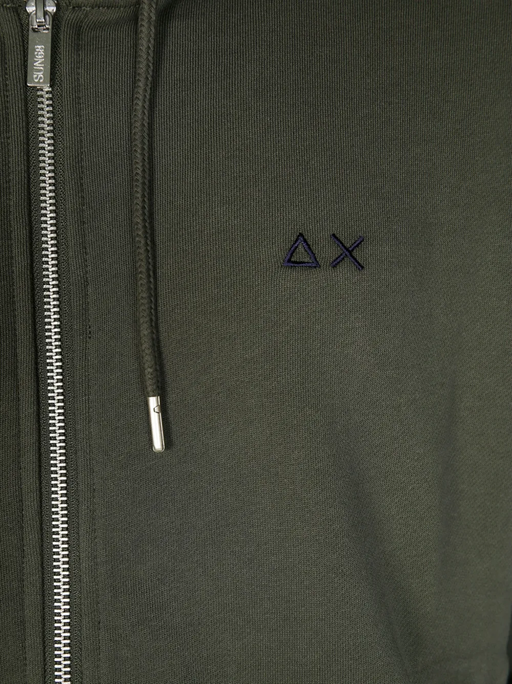 Sun 68 Zip Hoodie With Contrasting Fabric In Green