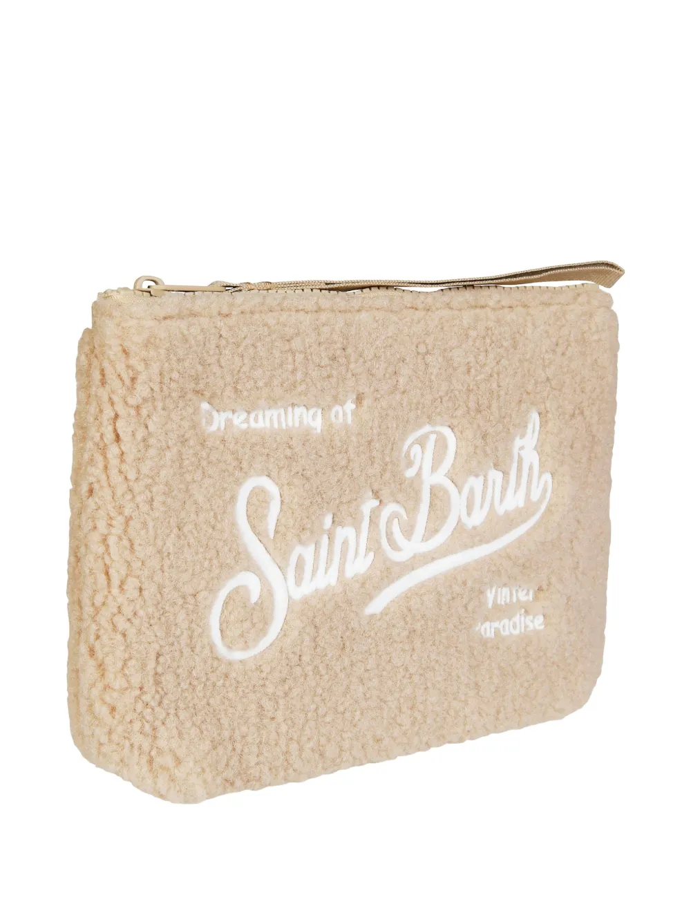 Mc2 Saint Barth Aline Teddy Zip-up Make Up Bag In Neutral