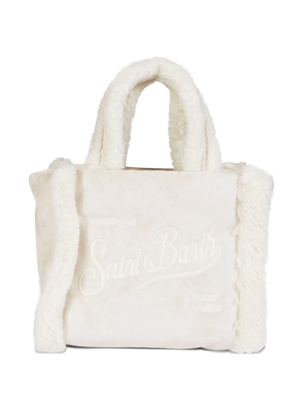 Mc2 Saint Barth Vanity Shearling-trim Mini Tote Bag In Neutral