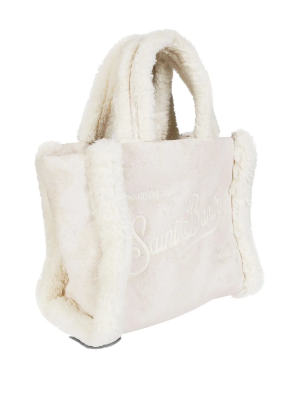 Mc2 Saint Barth Vanity Shearling-trim Mini Tote Bag In Neutral