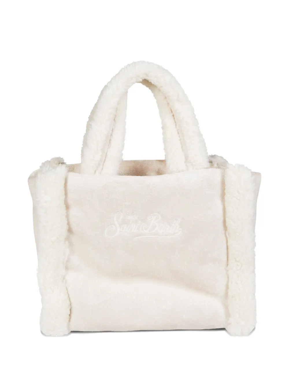 Mc2 Saint Barth Vanity Shearling-trim Mini Tote Bag In Neutral