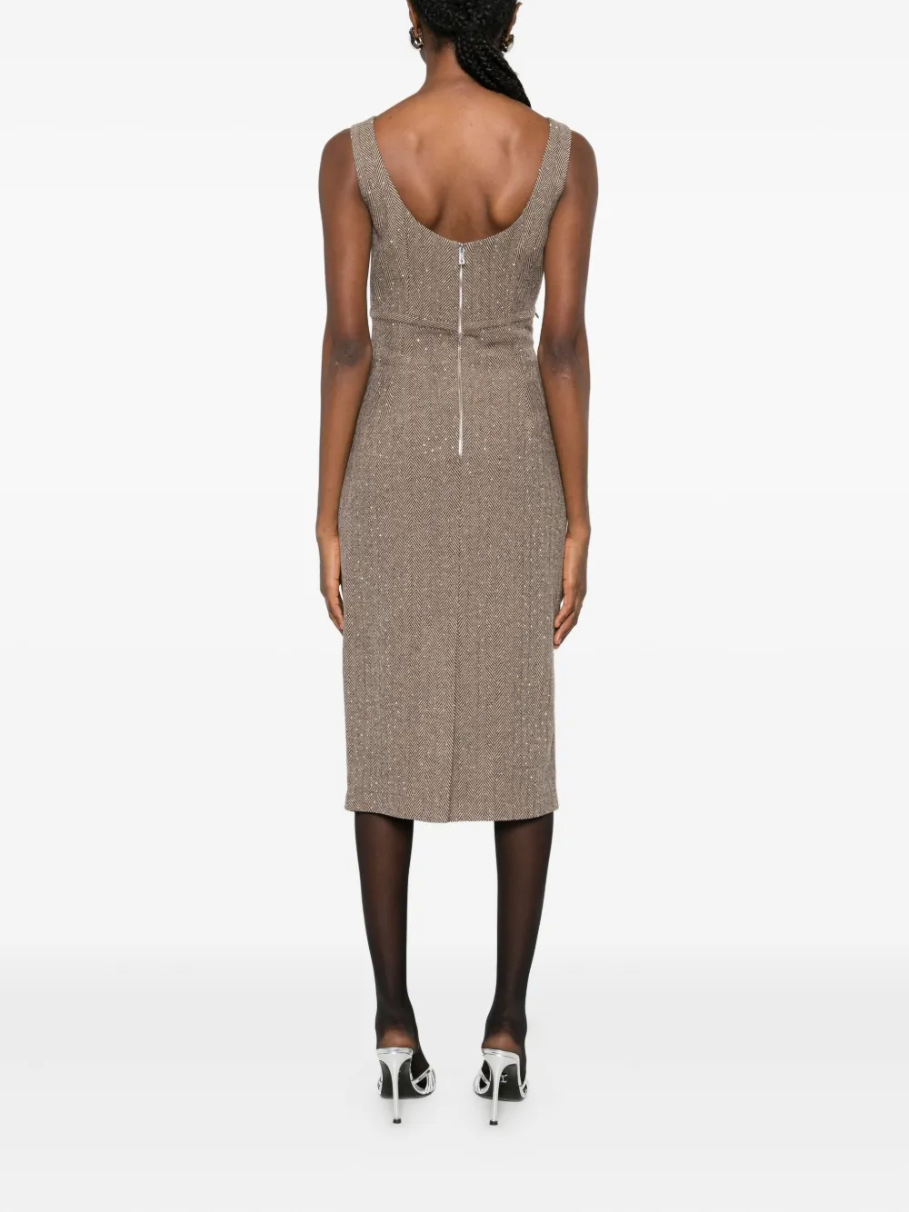 ERMANNO FIRENZE Midi-jurk met strik-detail Bruin